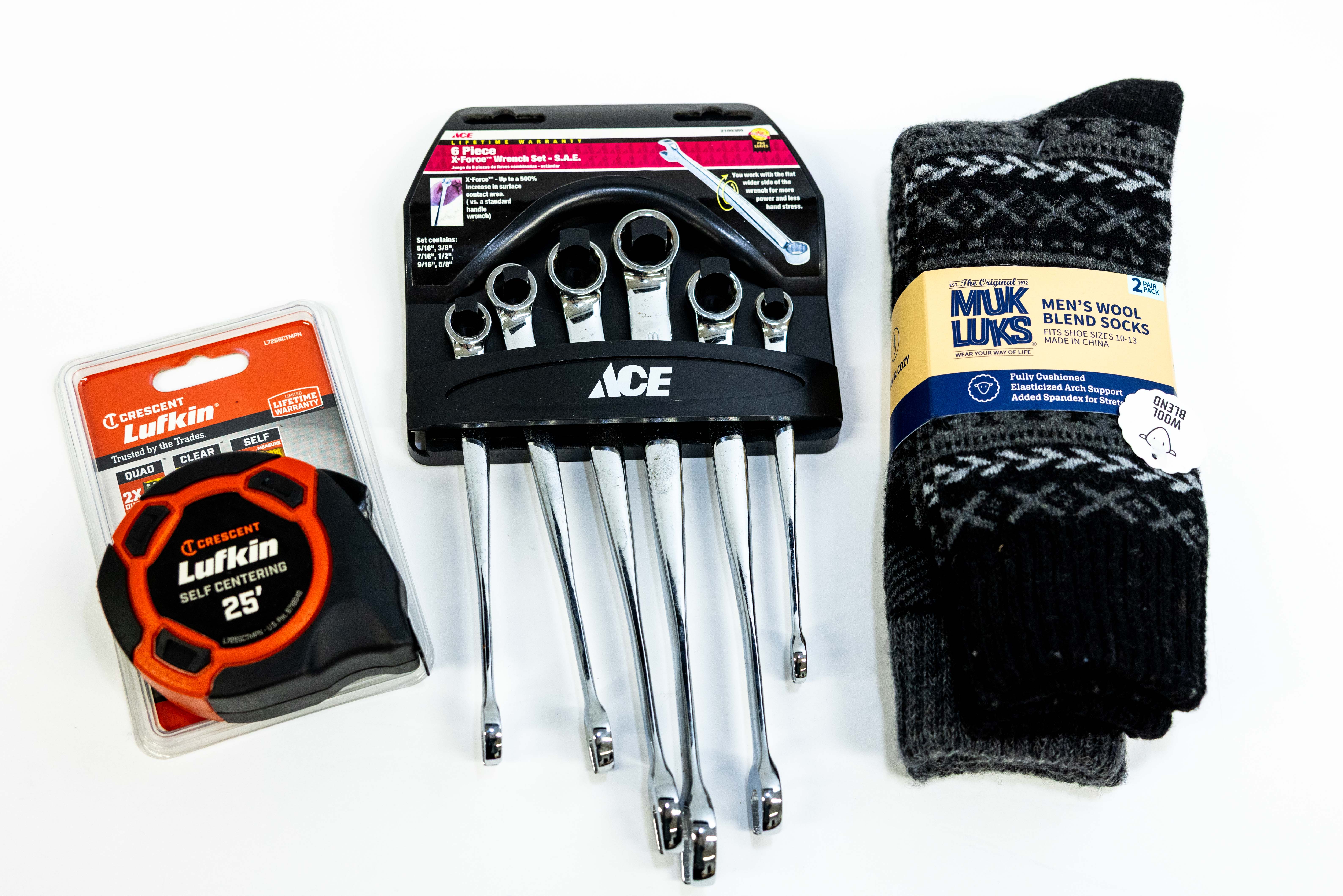 Lot 30 - Wool Socks, Wrenches and Lufkin Tape Measure