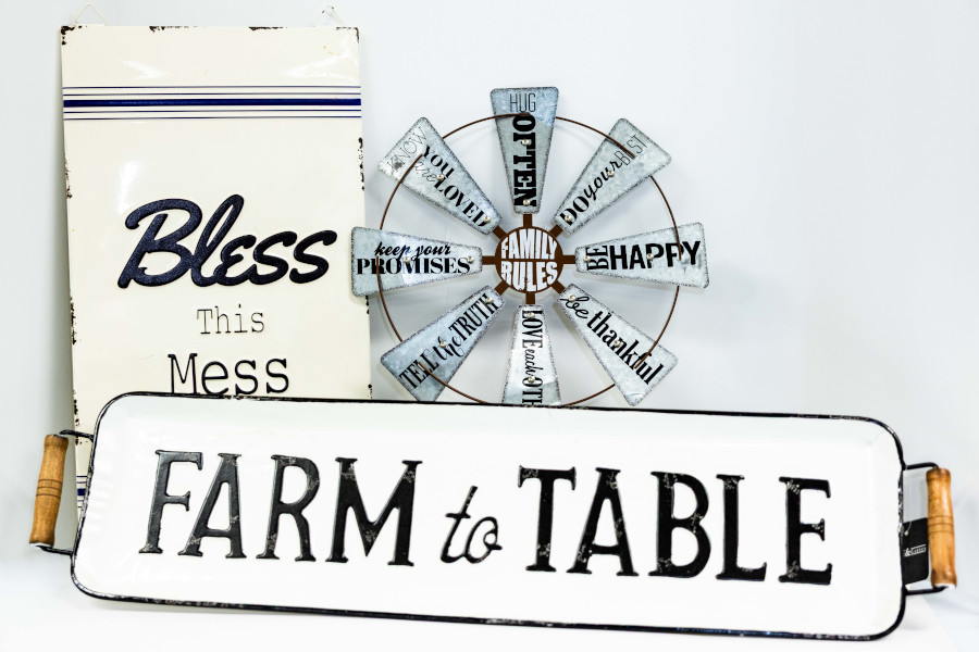 Lot 7 - The SIGN LOT - Windmill Sign, Farm to Table Sign, Bless this Mess Sign