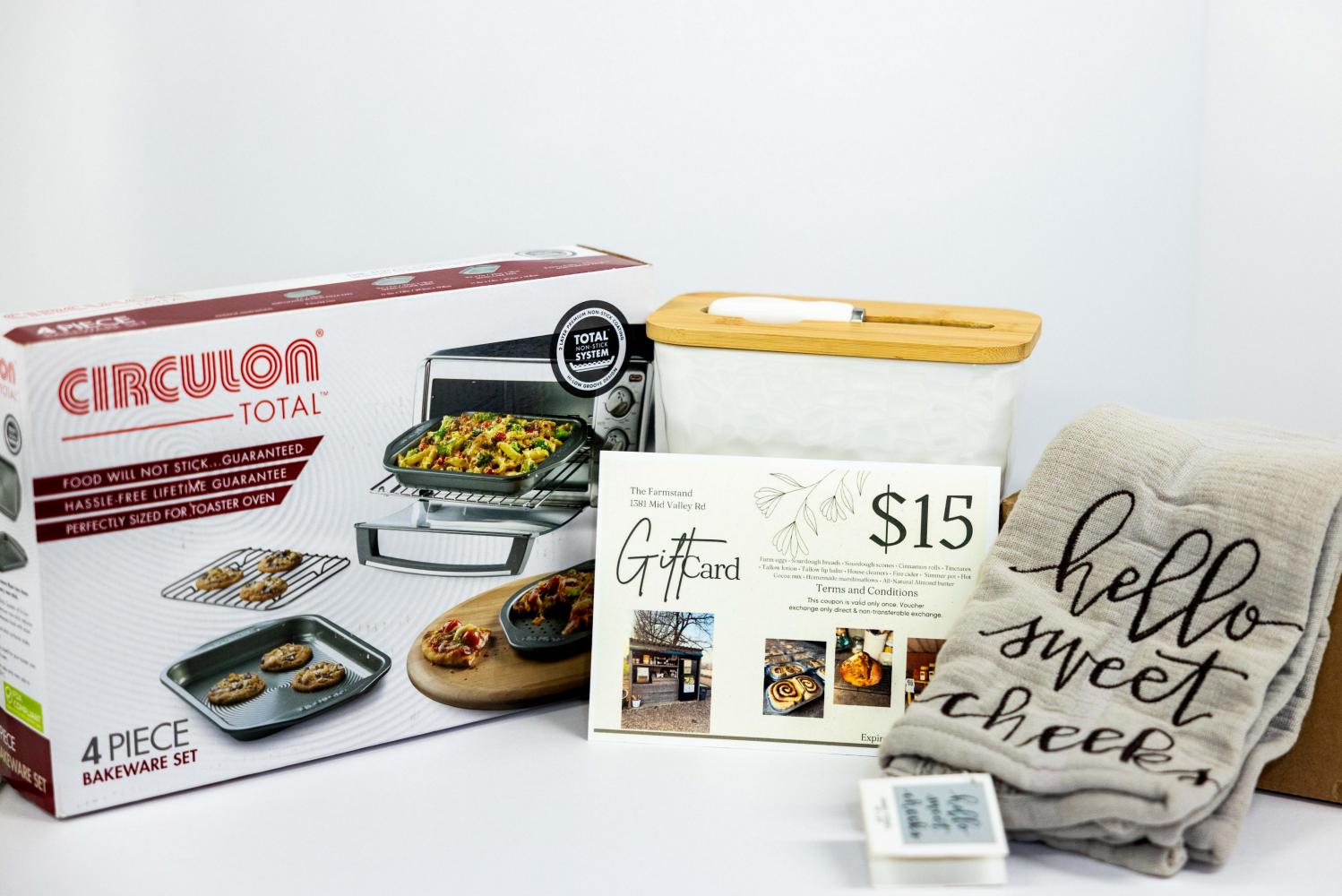 Lot 6 - Bakeware Set, Dish Towel, Butter Dish, The Farmstand Gift Certificate